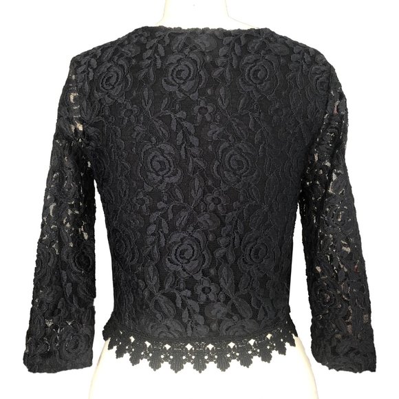 Size M Black Lace Trim Top - Picture 4 of 8